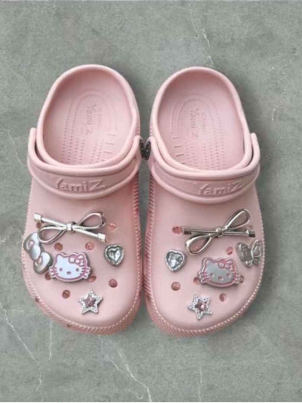 Pink Kids Clog Sandals with Bow & Character Charms